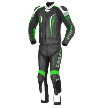 Büse Tormo női kétrészes bőrruha fekete/zöld