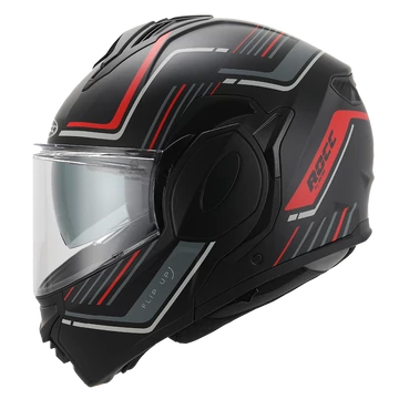 Rocc 910 matt fekete/piros hátrahajtható állú bukósisak