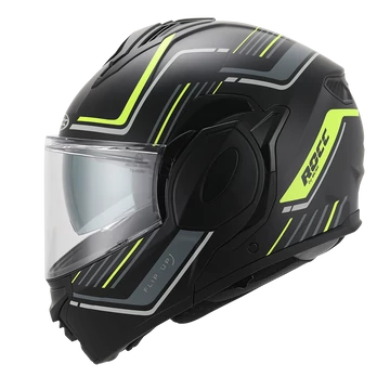 Rocc 910 matt fekete/neonsárga hátrahajtható állú bukósisak