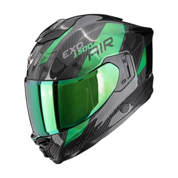 Scorpion Exo-1500 Carbon Air Platted Black-Green zárt bukósisak