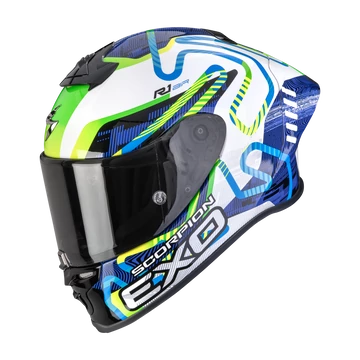 Scorpion Exo R1 EVO II Air Cornering White-Blue-Green sportsisak