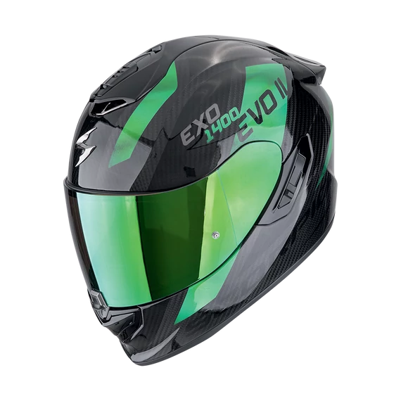 Scorpion Exo-1400 EVO II Carbon Platted Black-Green zárt bukósisak XS (53-54cm)