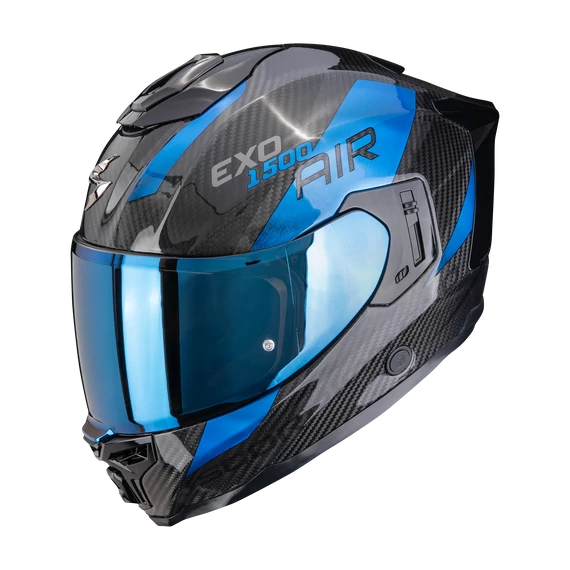 Scorpion Exo-1500 Carbon Air Platted Black-Blue zárt bukósisak L (59-60cm)