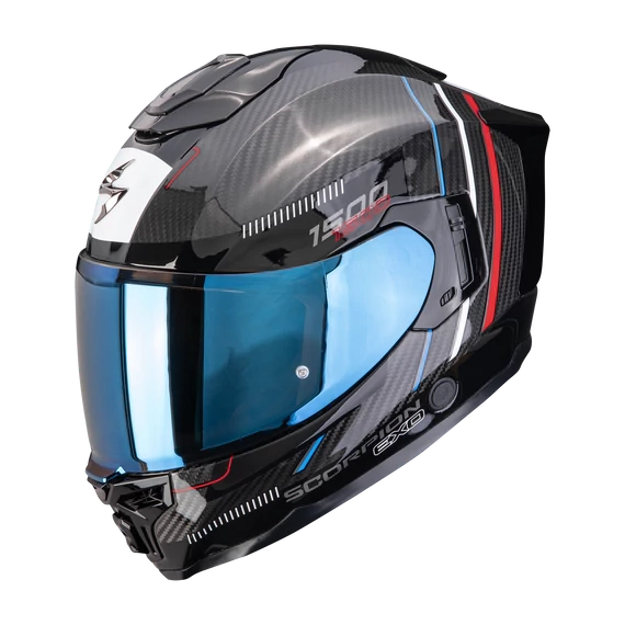 Scorpion Exo-1500 Carbon Air Zity Black-Red-Blue zárt bukósisak M (57-58cm)