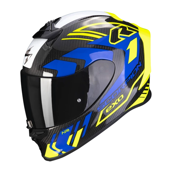 Scorpion Exo R1 EVO Carbon Supra Black-Neon-Yellow-Blue sportsisak XL (61-62cm)